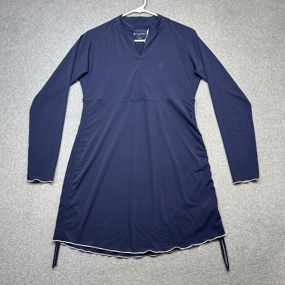 Coolibar Tunic Women Small Blue Stretch Performance Swim Cover UPF Long Sleeve